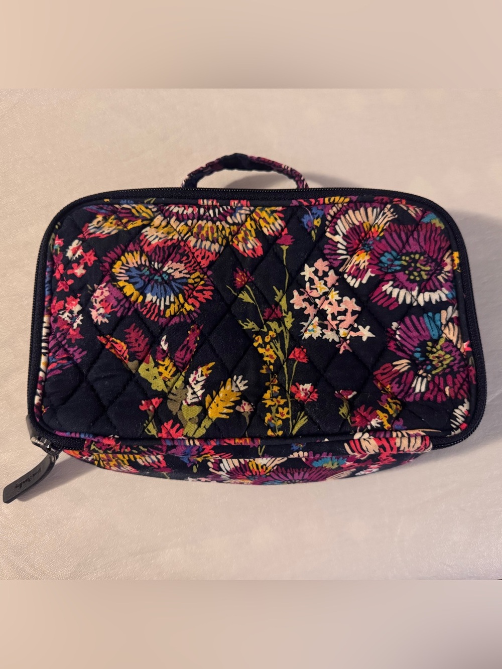 Vera Bradley Navy Quilted Floral Cosmetic Pouch